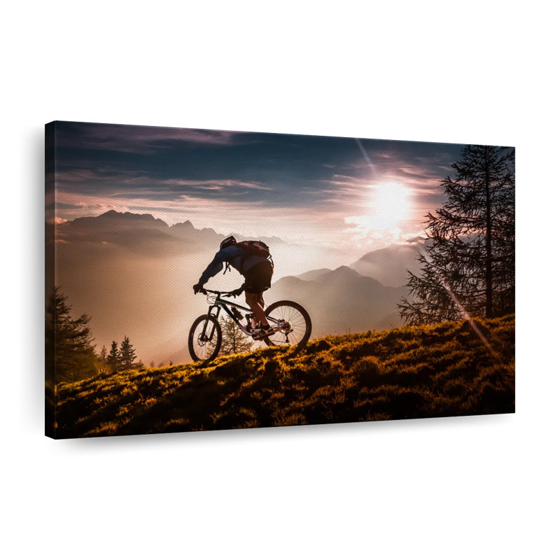 «Sunset Mountain Biking» sur toile, H 20 po x l 30 po x P 1,25 po