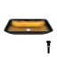 Lavabo vasque Amber Gold Gradient pour salle de bain, conception carrée, verre trempé, bonde escamotable, évier facile à installer, forme, conception idéale pour la salle de bain