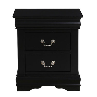 Black 2-Drawer Nightstand