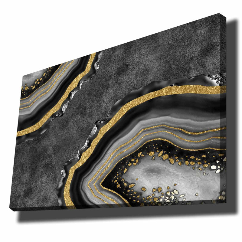 Stunning Decorative Canvas Painting, 27.6 x 39.4 inches | 100% Canvas (Thickness: 0.1 inches), 100% Pine Wood Frame (Thickness: 0.9 inches) | Elegant Gold, Grey & Black Design, Perfect for Home Decor & Modern Interiors