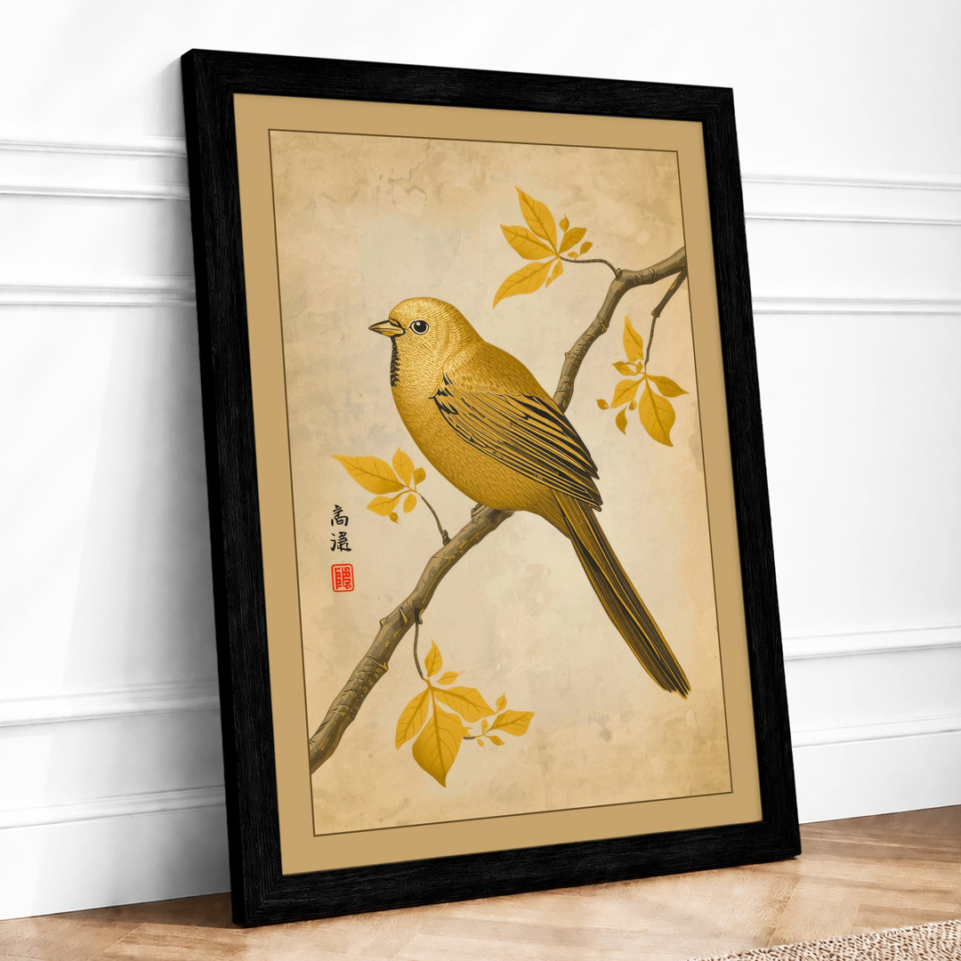 Songbird Among Blossoms Japandi - Framed Print