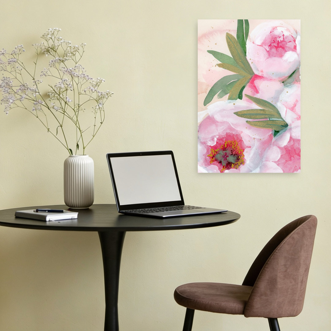 Watercolor Peony Blooms Delicate Elegant Vibrant Peony Nature Spring Wall Art Print