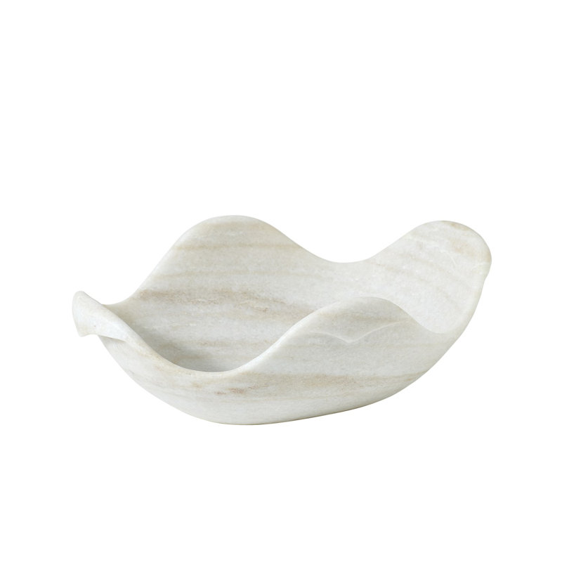 Marble Dove Bowl-Lg, 4" H x 11" W x 8" D