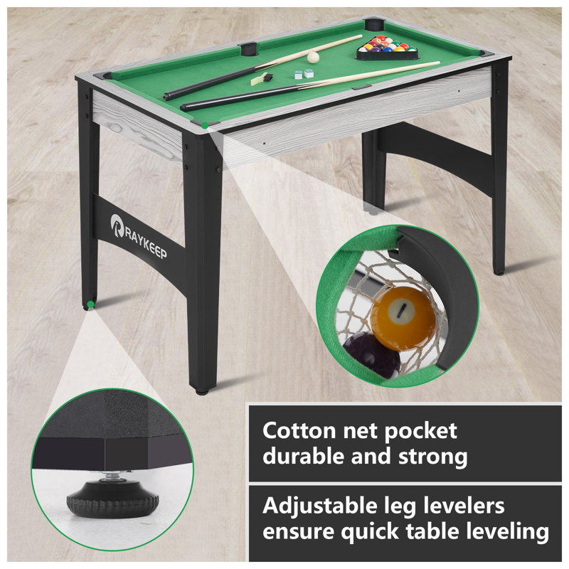 48" Pool Table, Mini Billiard Game Table w/Balls, Cues, Chalk, Brush and Triangle