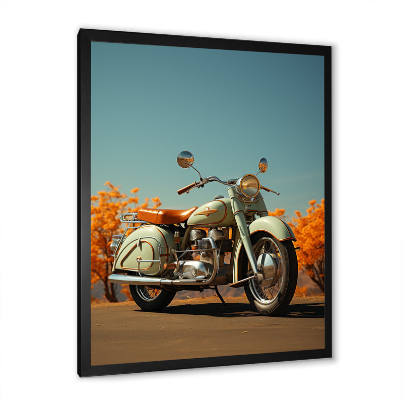 Moto rétro, Cadre simple noir, H 20 po x l 12 po x P 1 po