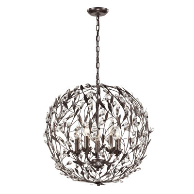 Lustre à 5 lumières de 24 po de large Circeo - Rouille profonde