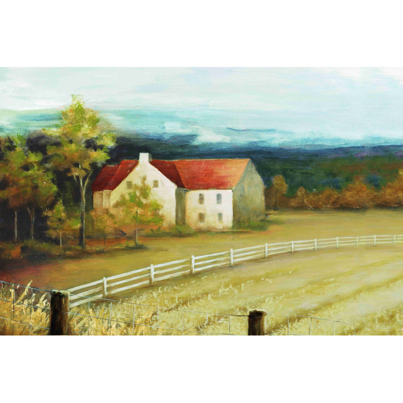 Farmhouse 2 - peinture sur toile tendue, H 8 po x l 12 po