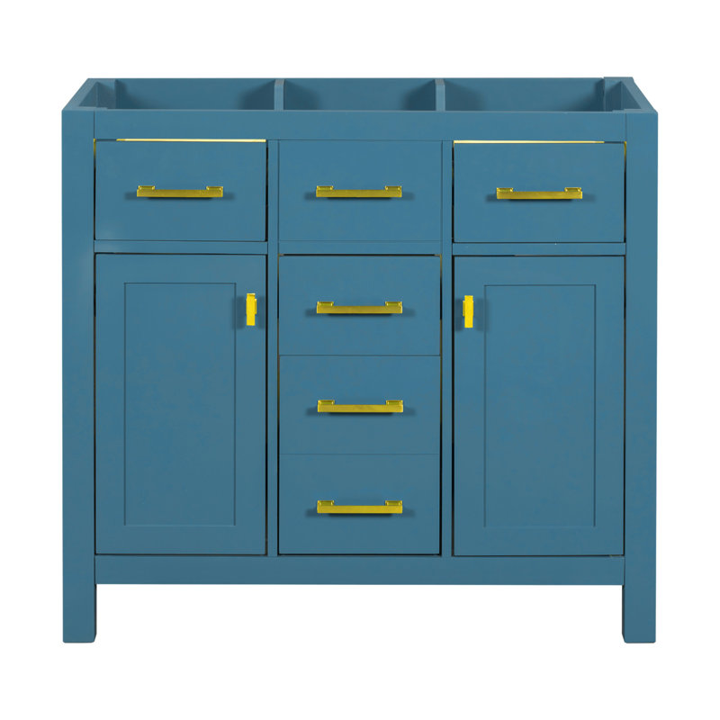 35.51'' Single Bathroom Vanity Base Only, Blue