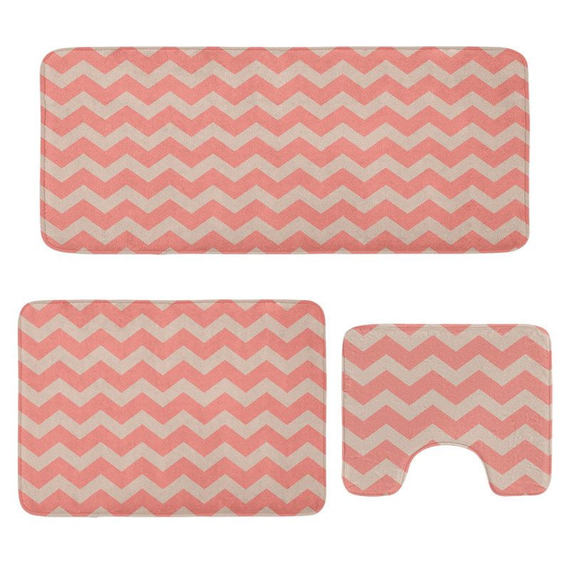  Ensemble de 3 tapis de salle de bain Peach Peach Coral Peach