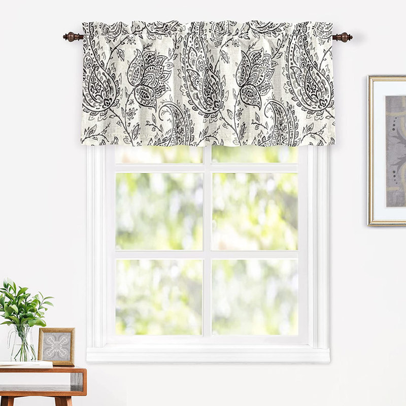 Twyla Floral Tailored Window Valance, Black