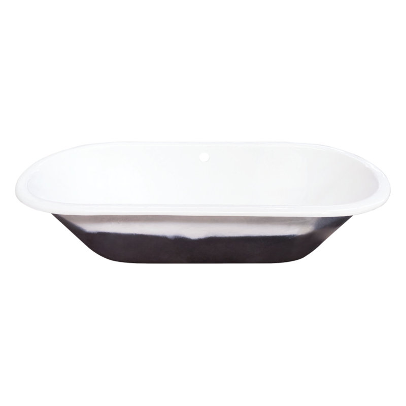Baignoire encastrée ovale en fonte avec drain central 63 pouces Kingston Eden Aqua Brass