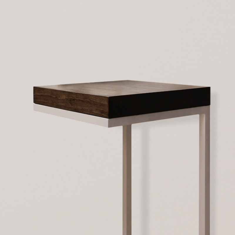 Table d'appoint en forme de C rustique, Blanc, Jacobin