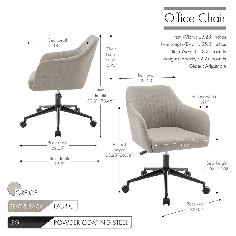 Chaise de travail Fahid, Greige