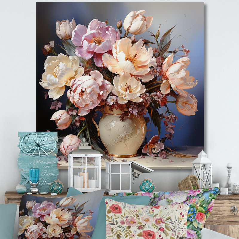 Bouquet de tulipes, nature morte, Toile tendue, H 16 po x l 16 po x P 1 po