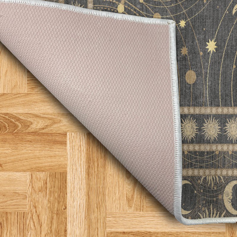 Mairn Sun and Moon High Density Long Fiber Poly Threads Decorative Area Rug Carpet, Runner 2' x 5'