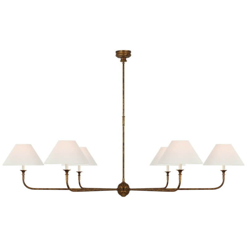 Piaf 6 - Light Chandelier, Antique Gild