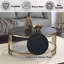 Table basse ACME Abisha, plateau en pierre frittée et finition champagne
