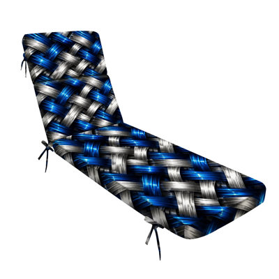 Coussin de chaise longue Peenoke 72,5 po L × 21 po l × 3 po P (siège) pour intérieur et extérieur, épaisseur 3 po, motif décoratif 3D tissé bleu et argent métallisé, résistant à l'eau.