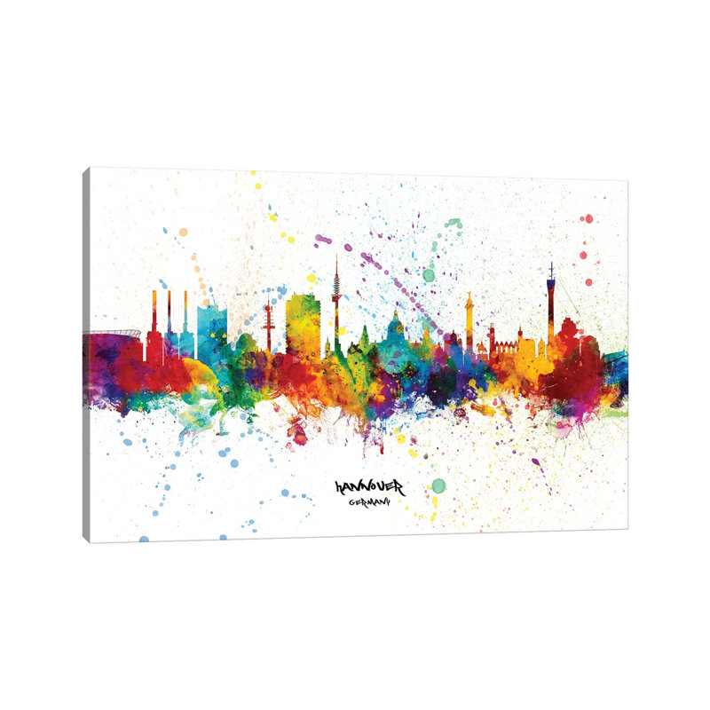 Hannover Germany Skyline Splash by Michael Tompsett - Wrapped Canvas Gallery-Wrapped Canvas Giclée, 20.32 cm H x 30.48 cm W
