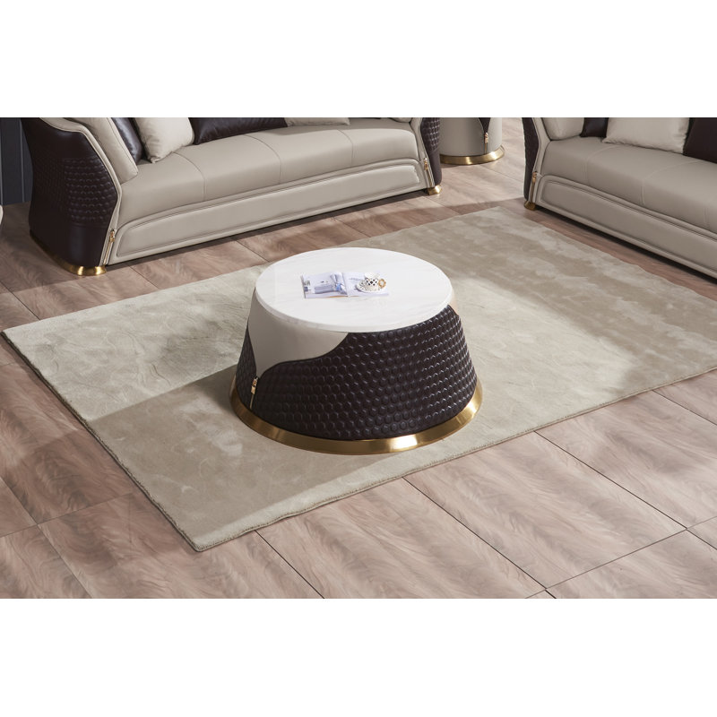 Marble Coffee Table, Beige/Chocolate