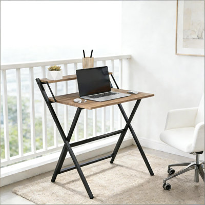 Bureau d'ordinateur pliable avec tablette pour petit espace, bureau à domicile, bureau 27,6 "x 24,4" x 34,1 "avec panneau de bureau en métal 1pc