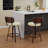 Swivel Bar Stools Set Of 2, 26 Inch Upholstered Faux Leather Counter Height With Walnut Back And Bentwood Legs, Mid Century Modern Design-1635375113
