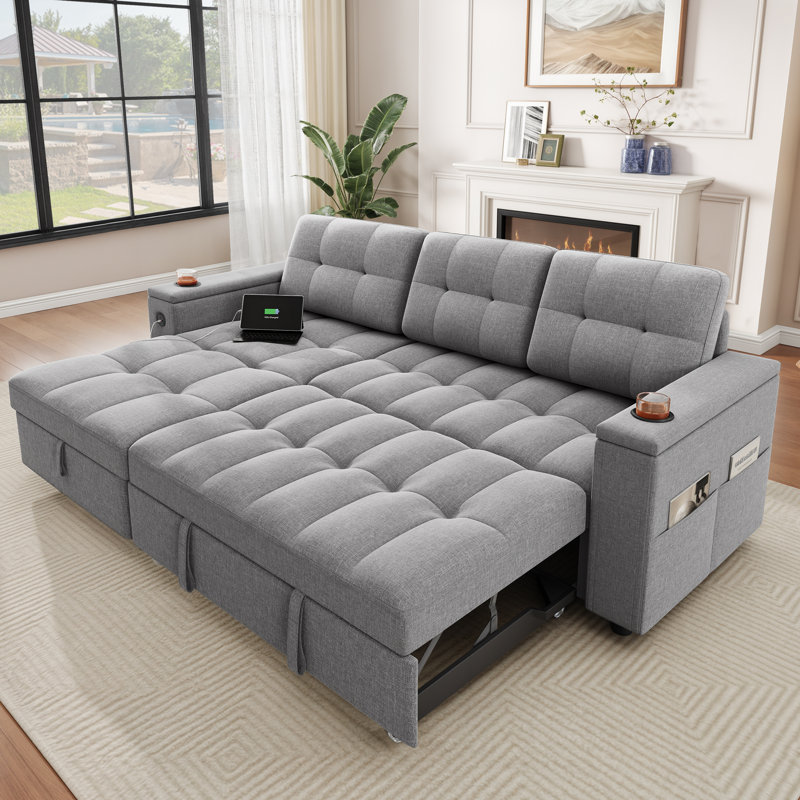 Canapé-lit pliant convertible 2-en-1 Balconera, Gris