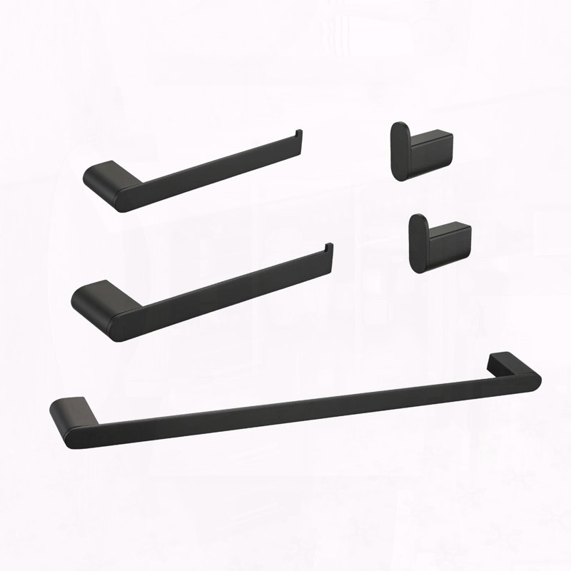 5-Piece Stainless Steel Bathroom Hardware Set, Matte Black
