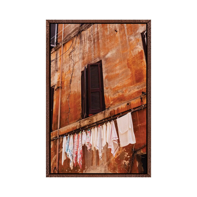 Roman Streets by Bethany Young - Print on Canvas, 66.04cm H x 45.72cm W x 3.81cm D, Classic Brown Wood Framed