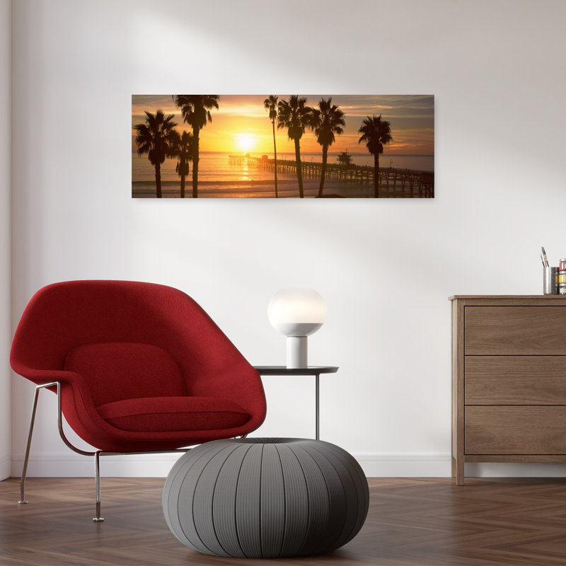 Silhouette Of A Pier San Clemente Pier Los Angeles County California USA by Dan Merkel - Wrapped Canvas Panoramic Print