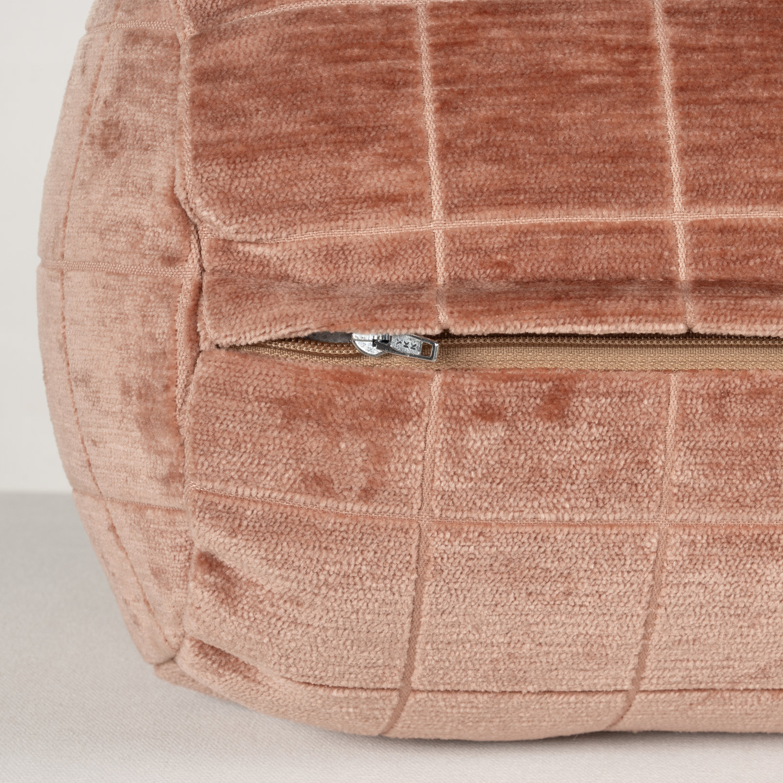 Otterville Velvet Grid Bolster Pillow, Terracotta Geometric, Bolster 8"H x 39"W