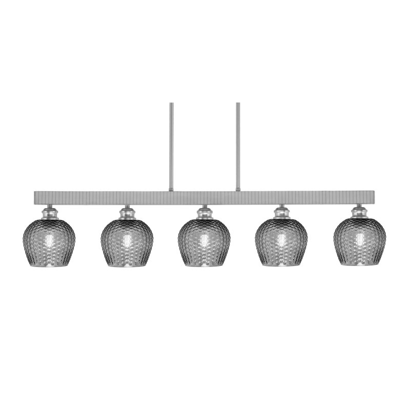 Edge 5 Light Bar With 6" Glass, Smoke, Brushed Nickel