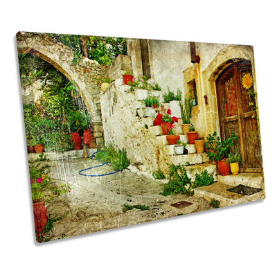 Mediterranean Street Grunge - Wrapped Canvas Print