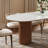 Maxsony 78.74" Mid Century Dining Table with Glossy Stone Tabletop, Rectangular Kitchen Table with Solid Wood Double Pedestal for 8-588411779-586655969