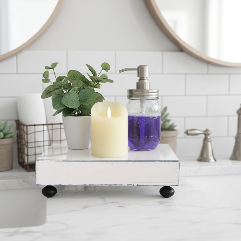 Modern Farmhouse Wooden Riser for Kitchen Counter & Decor, White