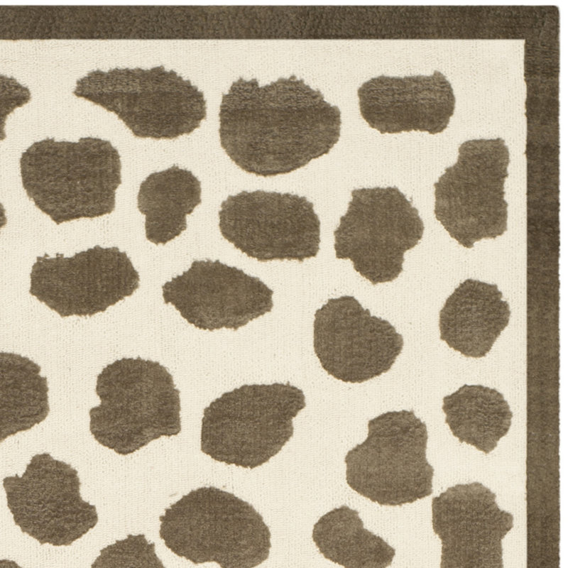 Ivory and Grey Hand-Tufted Wool Kids Area Rug, 5' x 8'