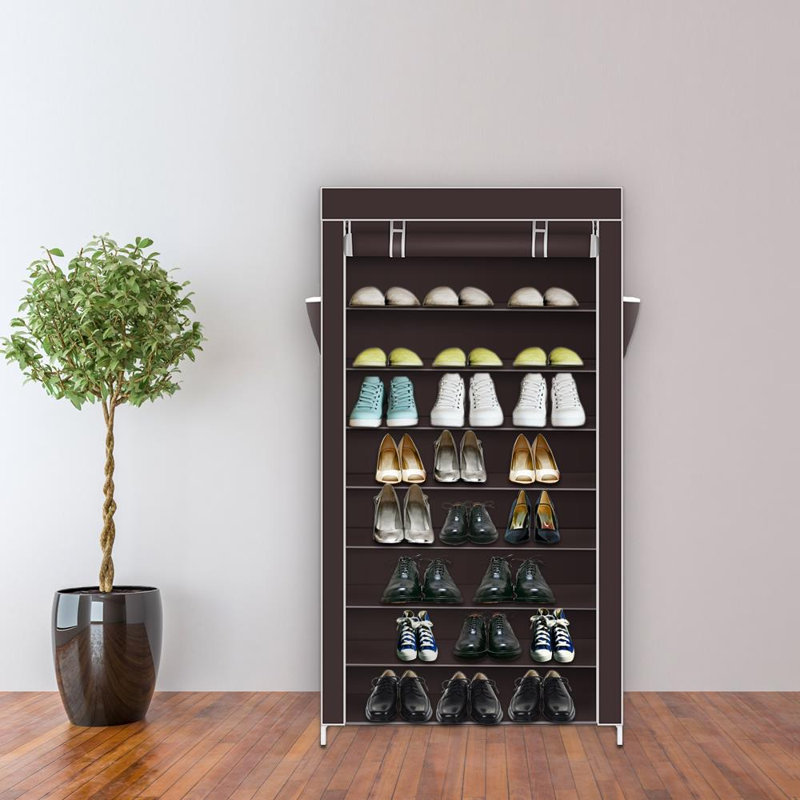 45 Pair Shoe Storage Cabinet, Dark Brown