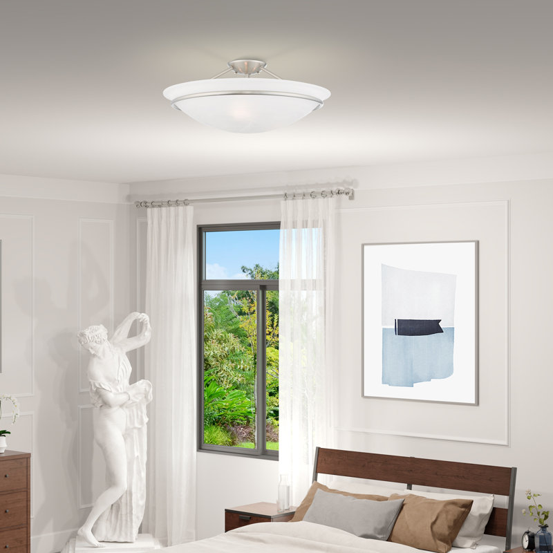 Wilbrecht Glass Semi Flush Mount, Brushed Nickel, 7 3/4" H 
