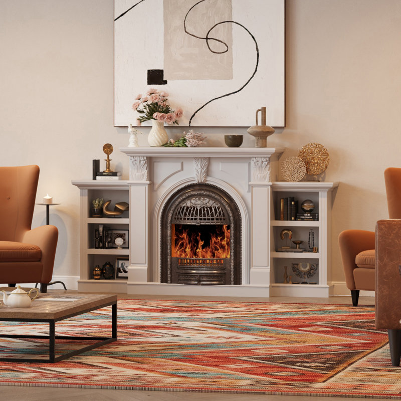 80" W Electric Fireplace Tv Stand With Mantel - Media Console For 90" Tvs, Farmhouse Fireplace With Storage, White/Bronze