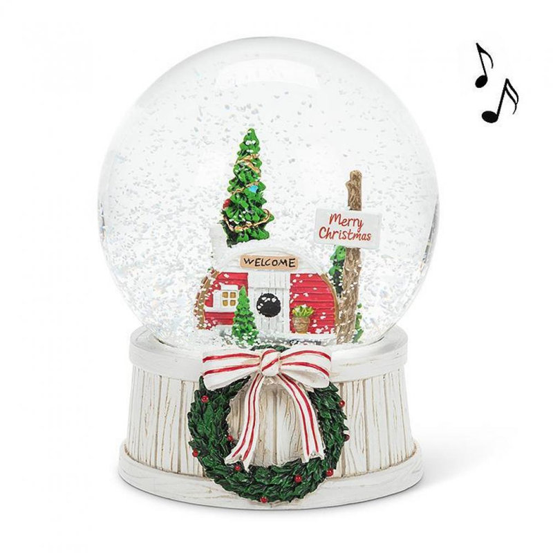Campeur avec boule à neige musicale