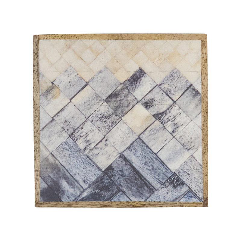 Ensemble de sous-verres géométriques en mosaïque (ensemble de 4) - Sous-verres de table avec cadre en bois, sous-verres décoratifs pour table basse, table de salle à manger et réception