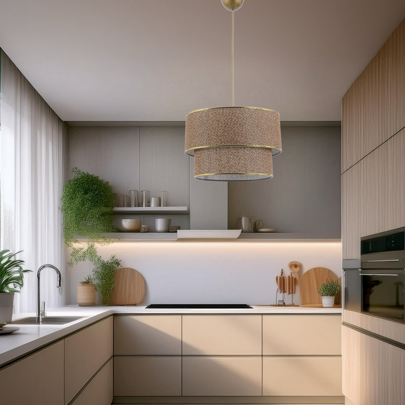 Lustre ajustable en métal avec capuchon en coton, Beige