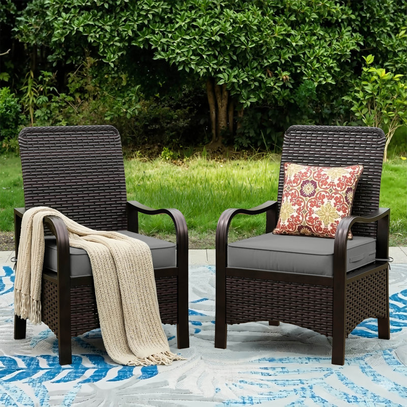 Outdoor Chair Seat Cushions，Water-Resistant Patio Chair Cushions With Handle And Non-Slip Bottom, 19" W x 19" D, Light Gray