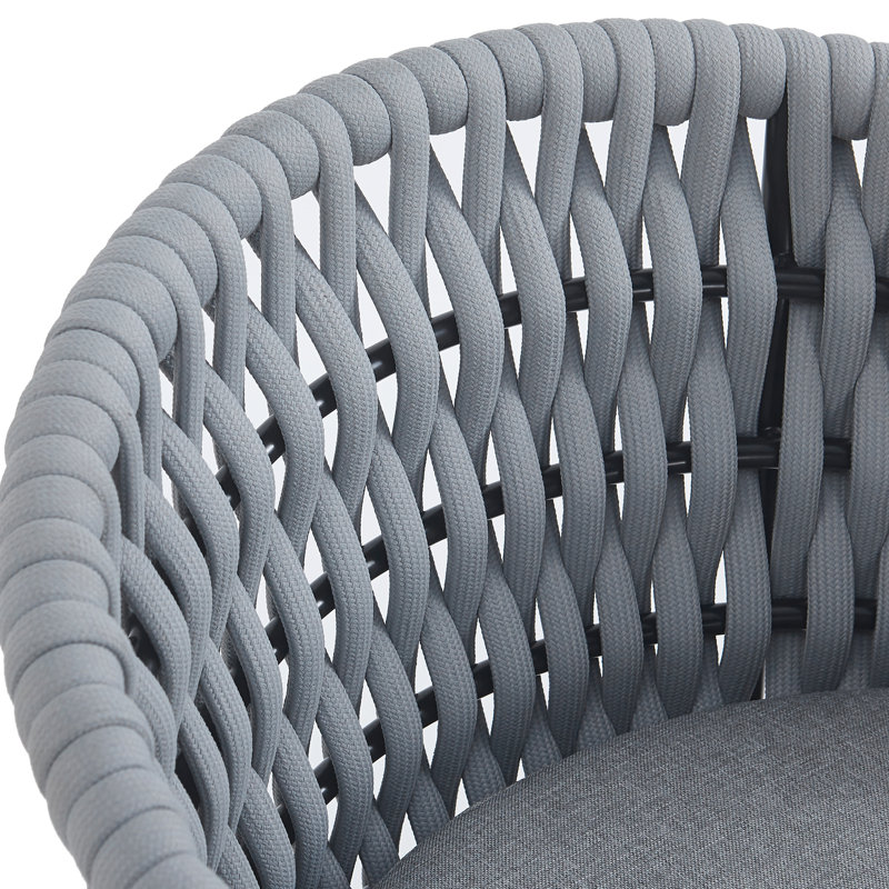 Weather - Patio Chair , Gray Cushioned Metal And Rope, Easy To Handle On Comfortable Ergonomic Outdoor Chairs, Frame With Rope Thick Cushions, Ideal For Al Meals
