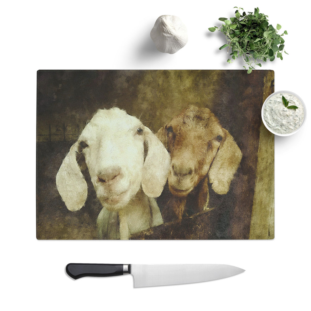 Pair of Goats Painting Chopping Board