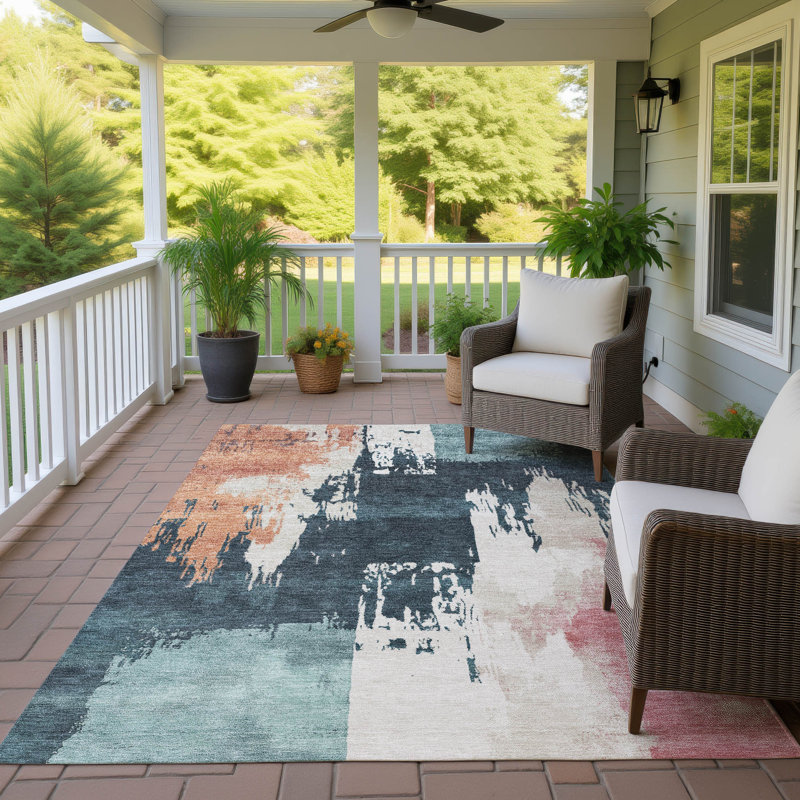 Machine Washable Indoor/Outdoor Chantille ACN2347 Abstract Rug, Rectangle 5' x 7'6"