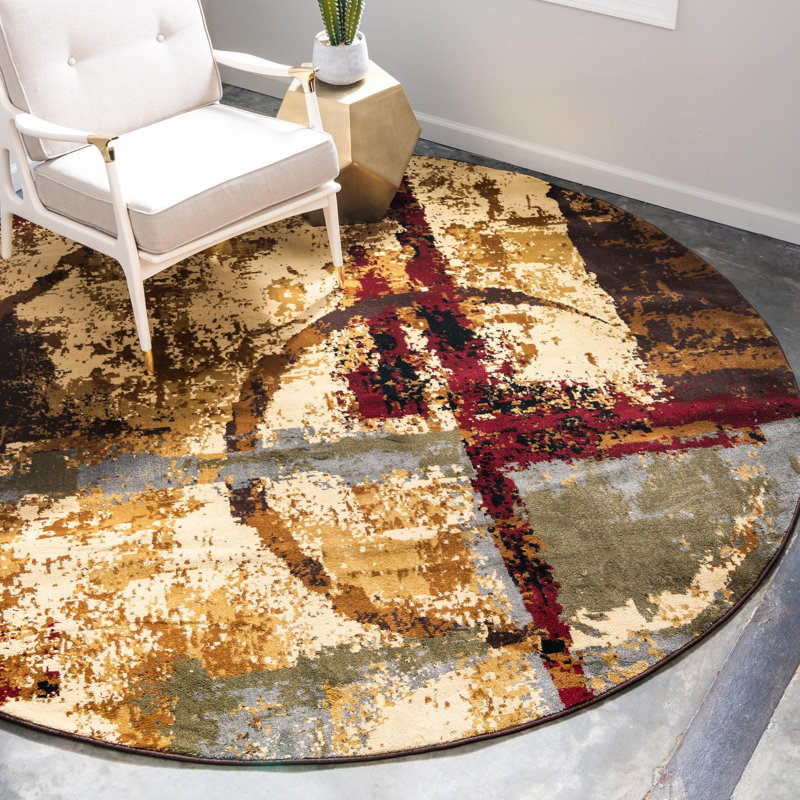Adetomiwa Geometric Indoor Rug, Round 10'