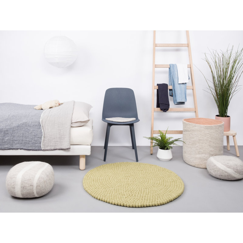 Round Solid Colour Wool Hand Woven Area Rug, Round 70cm