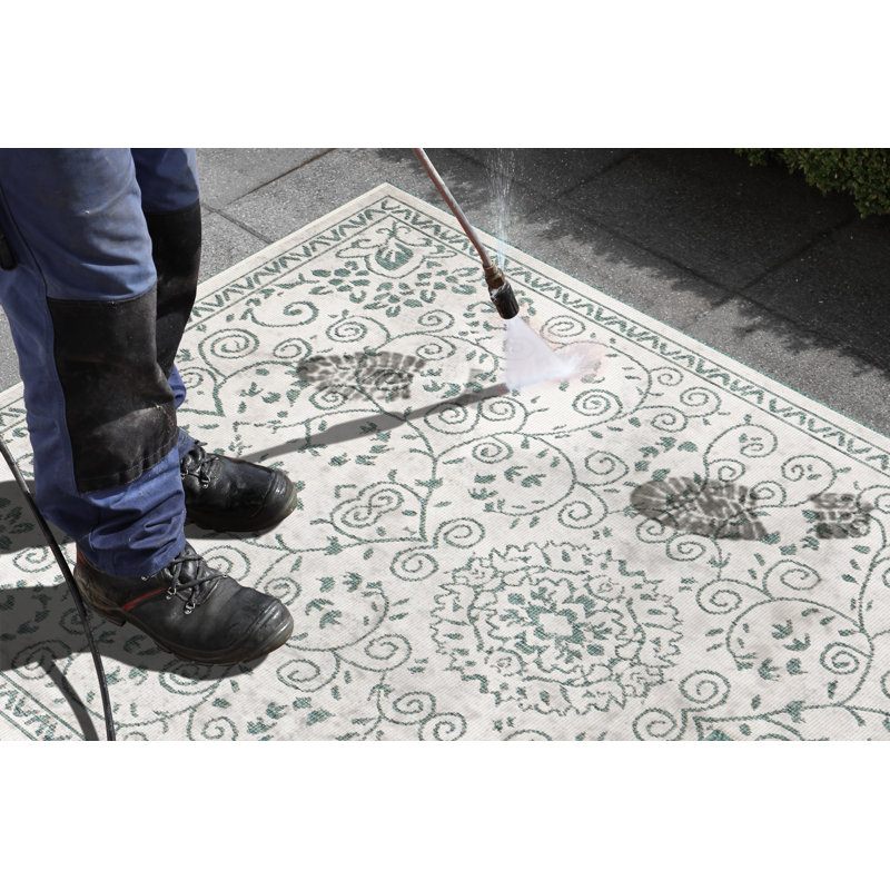 Leyte Flatweave Green Rug, Rectangular 120 x 170cm