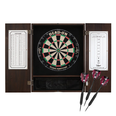 Viper Metropolitan Sisal Fiber Bristle Dartboard and Espresso Cabinet Set with Darts